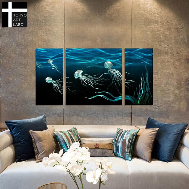 ファイナルバーゲン 油絵 絵画 クラゲ 抽象画 海 深海 リビングの壁掛け 医療施設 宿泊施設 飲食店に飾る ディスプレイアート 3枚組 油彩画 海月 水母 ジェリーフィッシュ Jellyfish 最適な材料 Dermrxpharmacy Com