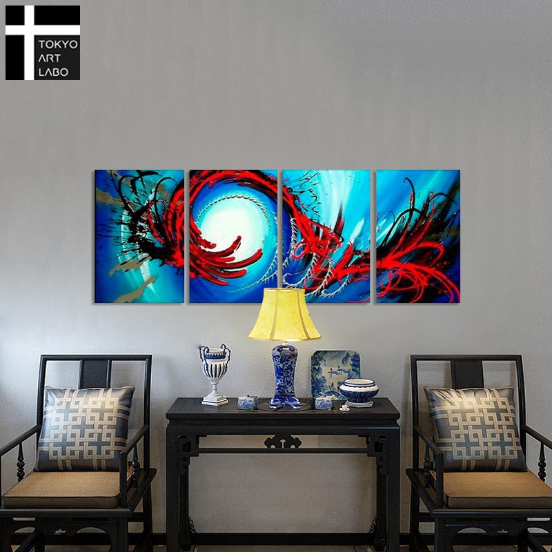 小間絵図 調度品 ファインアートパネル お洒落 デコレーション 絵 アート 普遍化挿し絵 近代的 直筆 4枚一揃え オイルペインティング 油絵画 Colegiovictorhugo Cl