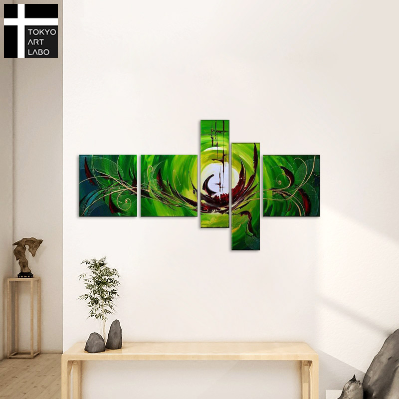愛用 割引クーポン配布中 油彩画 Sサイズ モダン アートパネル 壁掛け おしゃれ 玄関に飾る絵 リビング 緑青色の抽象 油絵 インテリア 絵画 アートパネル アートボード