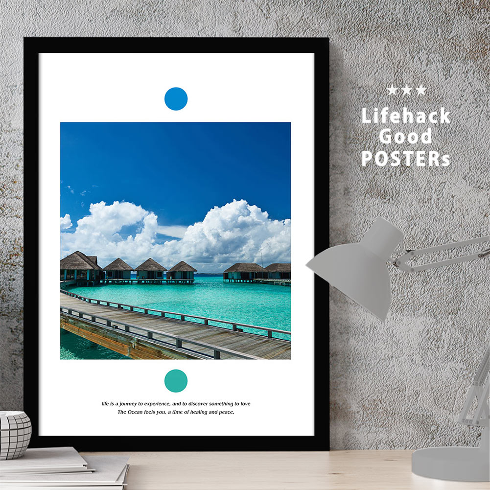 A3フレーム付きポスター　風景画　海の景色　オリジナルフォト　インテリア Amazon.co.jp: ポスター 海 自然 絵画 アート 南国 写真 風水