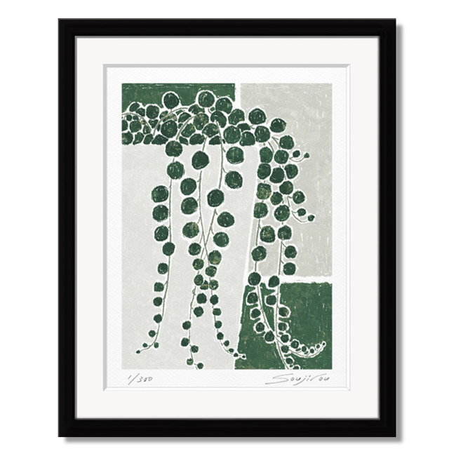 【7/25 限定クーポン】 絵画【グリーンネックレス】版画 インテリア (サイズ260&times;320ｍｍ 八切り) ミニマルデザインのアート絵画。シンプルな美しさが空間に調和します。母の日 父の日 新築 贈答用｜壁掛けアート専門店東京アートラボ