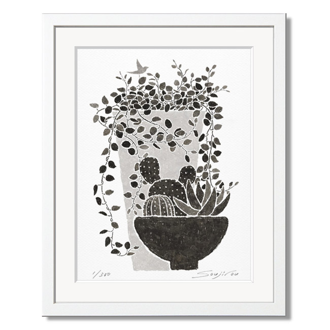 植物絵画　額入り 絵画 四季好果之図 52×42cm（ 絵 花 植物 アート アートパネル