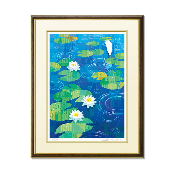 絵画 インテリア 額絵 水彩画 青と緑の世界 思い出の木 | iichi