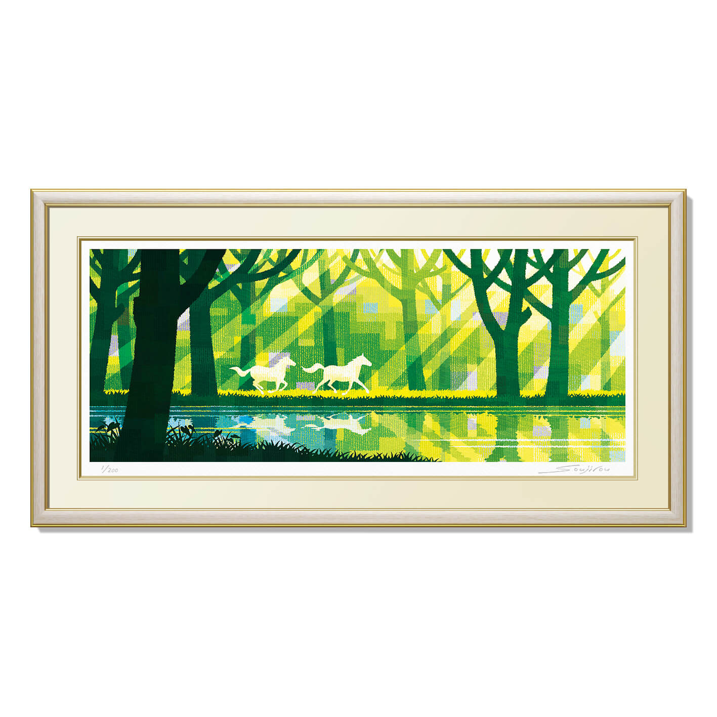 楽天市場】国武久巳・水辺の馬たち（アート・複製画） : 絵画生活