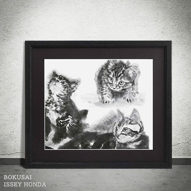 猫　板絵　日本画　フレーム入 猫 板絵 日本画 フレーム入 猫 板絵 日本画 フレーム入 猫 板