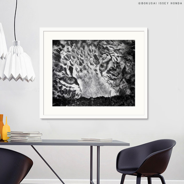 水墨画 ヒョウ絵画 豹 壁掛けインテリア 白黒 おしゃれ 絵 内装用 壁アート レプリカ 本田一誠 最新のデザイン