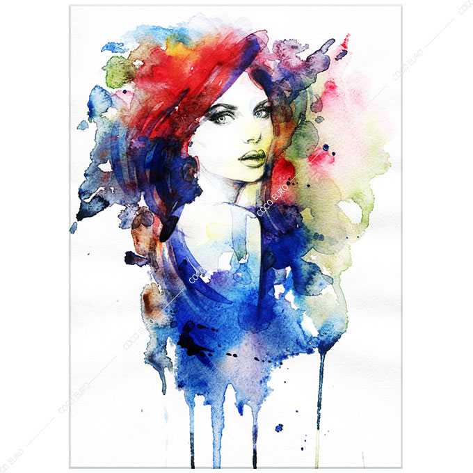 COCOEURO(ココユーロ) インテリアアートパネル Aquarelle Portrait4 70cmx100cm 高級感のある スタイリッシュで上質なインテリア コブラアート ココアート