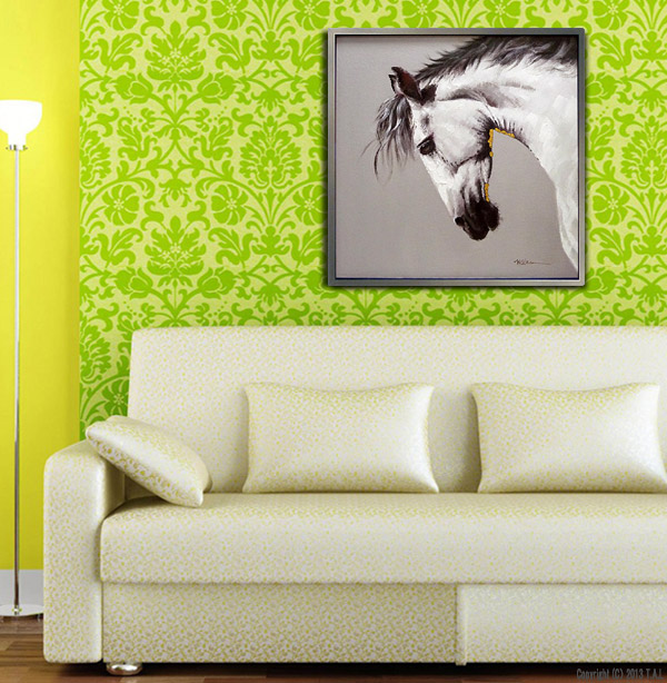 【楽天市場】絵画 馬【ホワイトホース (白馬)】馬の絵 油絵癒しのヒーリングアート壁に飾る 壁掛け 額絵 ダイニング リビング に大きい 絵