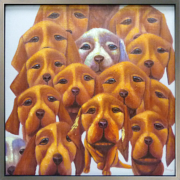 楽天市場 割引クーポン配布中 絵画 インテリア 油絵 犬の絵 テリア大きいサイズの油絵 額付き 壁掛けアート専門店東京アートラボ