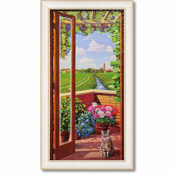 【限定クーポン配布中】 窓辺の風景 絵画 イタリア アンドレA「フィネストラ スッラ カンパーニャ」 花 TVRP｜壁掛けアート専門店東京アートラボ 9,344円