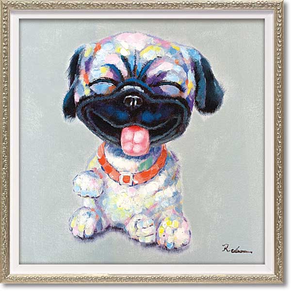 【限定クーポン配布中】 ＆z 絵画 動物 インテリア アート「アッカンベー」S SZ小 動物 TVMB かわいい パグ