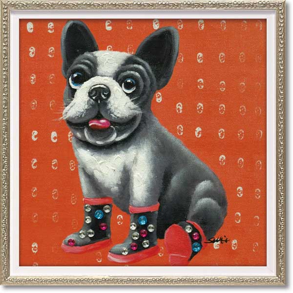 【限定クーポン配布中】 ＆z 絵画 動物 インテリア アート「あったか」S SZ小 動物 TVRP 犬 ボストンテリア
