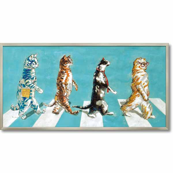 ＆z 絵のある明るい毎日を アートパネル 絵 油絵「アビーロード」 動物 TVBL 猫 19,525円