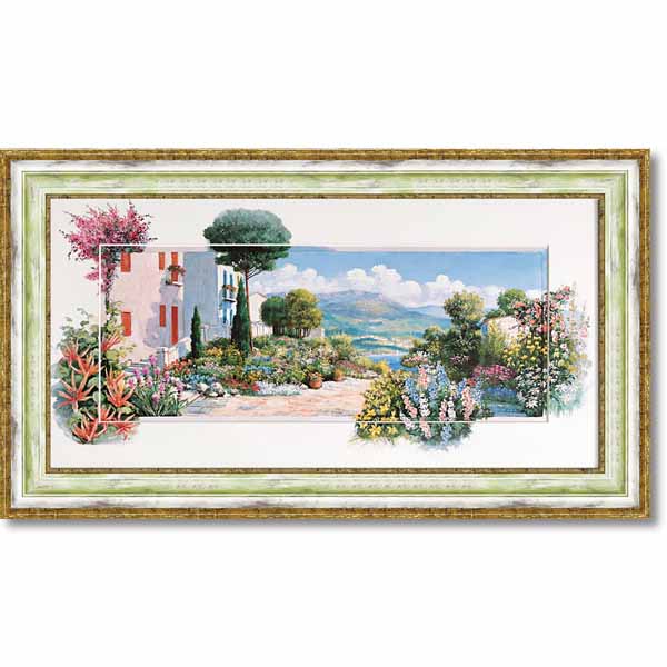風景画 イタリアの情景 ピーターモッツ 海 自然 絵画「ラーゴ ディ マッジョーレ1」 SZ大 花 TVGN