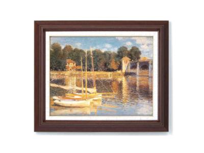 【限定クーポン配布中】【初めての絵画】光の画家モネ(Claude Monet) 木の額 万能の６号サイズ 複製画 洋画 有名な絵画 油絵 お任せ下さい！初めての絵画購入 【アルジャンゥイユの橋】