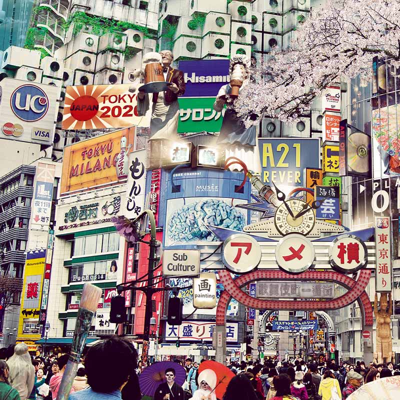 未使用品 アートフレーム 東京百景 大博覧会 Tokyo Art Festival ポスター フレーム付き 絵画 壁掛け インテリア まるでジブリのような世界観 渋谷 交差点 名所 東京タワー スカイツリー レトロ 雑居 エモい 昭和 風景 写真 Misono Youjien Com