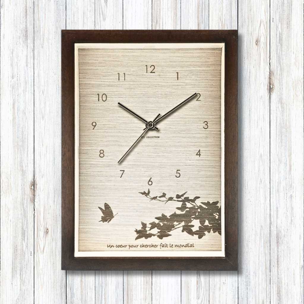掛け時計　和風　欄間彫刻付き 楽天市場】掛け時計 花 蝶のレーザー彫刻 音がしない 小さめサイズ