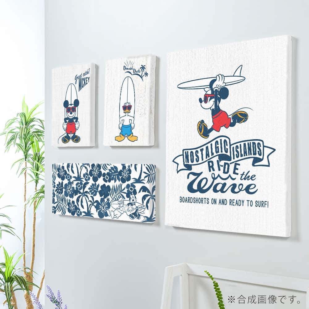 楽天市場 Disney 2枚組 アート パネル Mickey Surfing 複合画 アレンジ自在 ファブリックパネル セットで飾れる ミッキーマウス 壁飾り 壁掛けアート専門店東京アートラボ