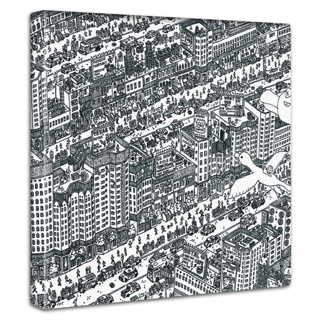 楽天市場】アートパネル 街並み 風景 線 白黒 イラスト