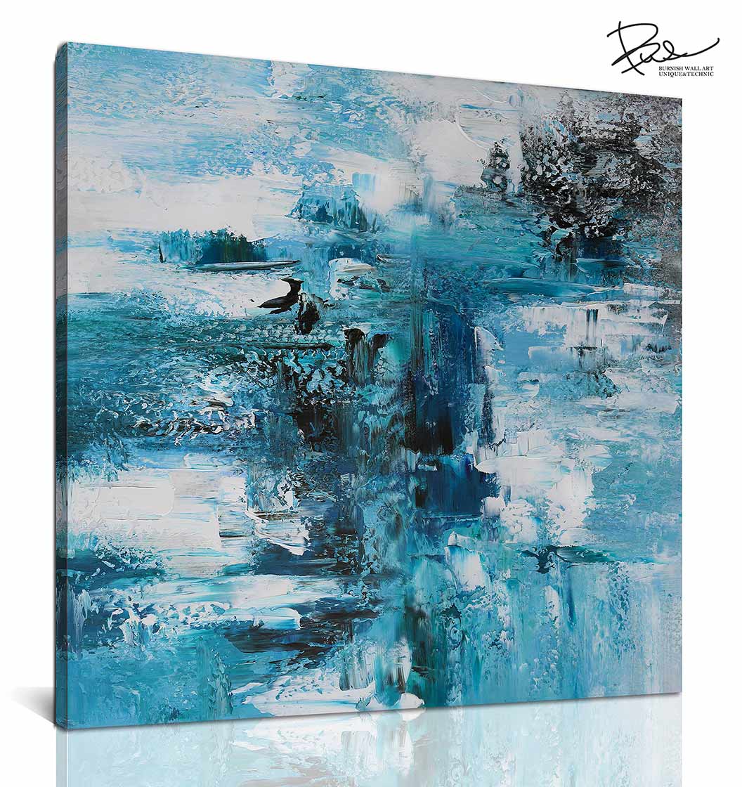 6710円 素晴らしい品質 BWA 絵画 インテリア 50cm Blue abstract 水の抽象 北欧 アート リビング 玄関 モダン おしゃれ  壁掛け 絵 アートパネル 青 海 青系 北欧風 油絵 大型 内装用 モダンな 作品 50角 正方形