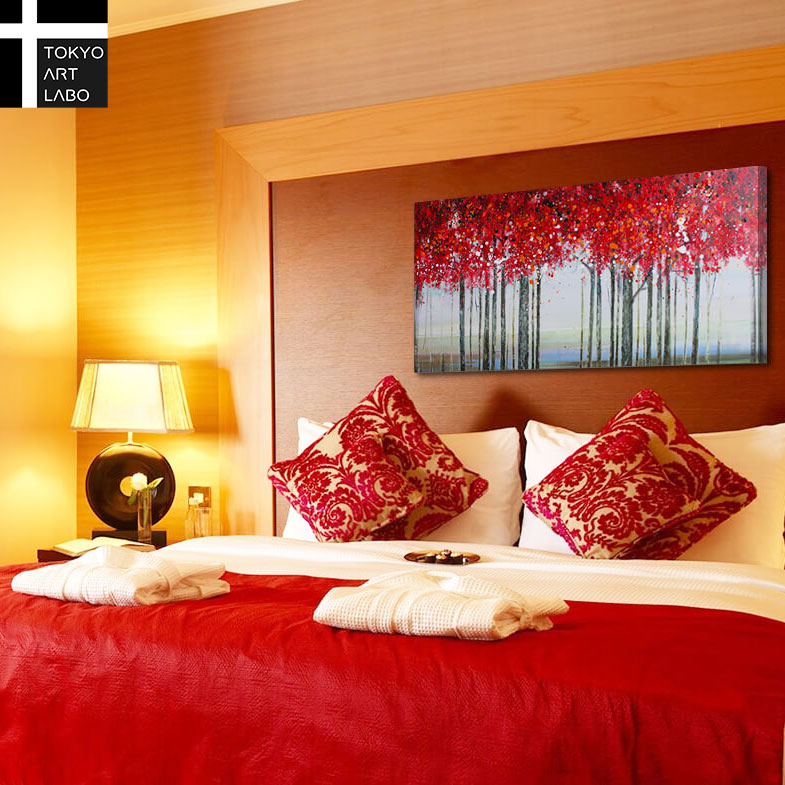 楽天市場 アートパネル 絵画 北欧 Nordic Forest Red 壁掛け インテリア 壁 飾り 絵 自然 風景 森 林 白樺 抽象 リビング 玄関 ベッドルーム ホテル オフィス モダン 洋風 壁掛けアート専門店東京アートラボ