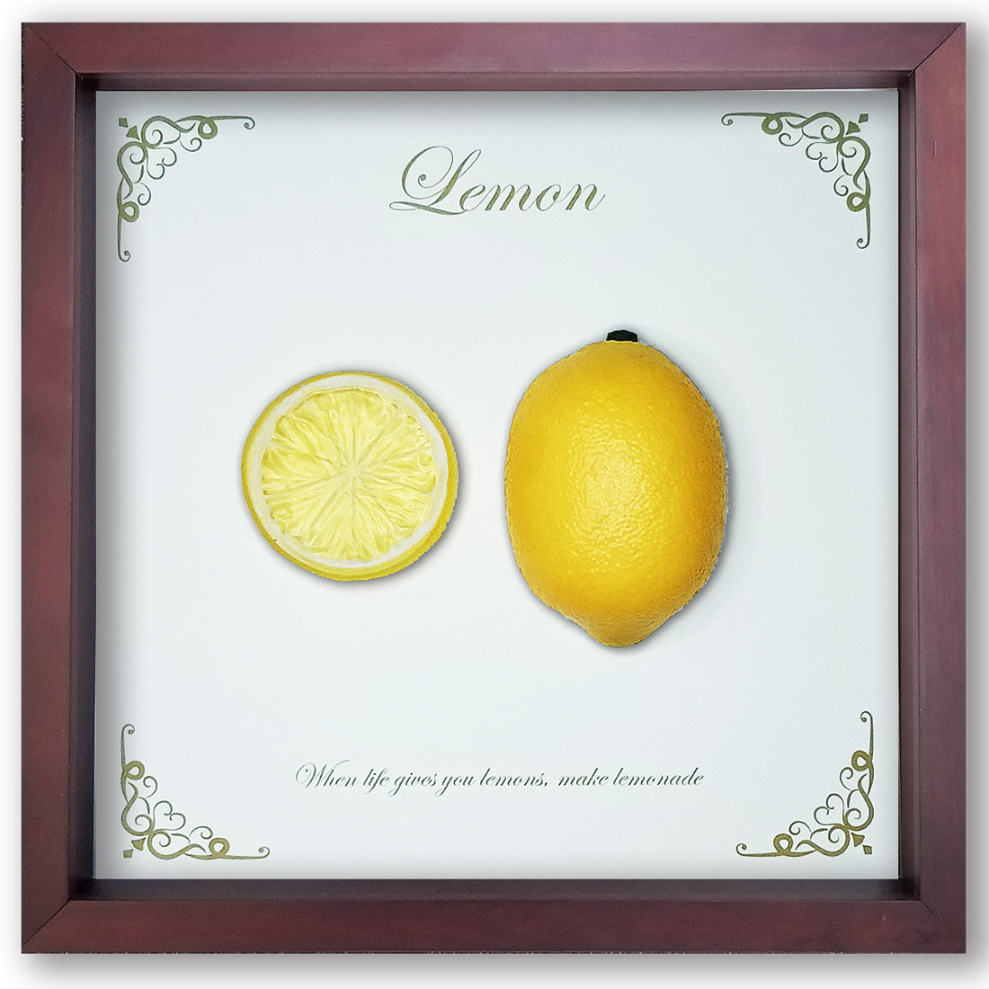 【4月20日 限定クーポン】立体フェイクフルーツアート【R-Fruit】　レモン【lemon】　選べるフレームカラー