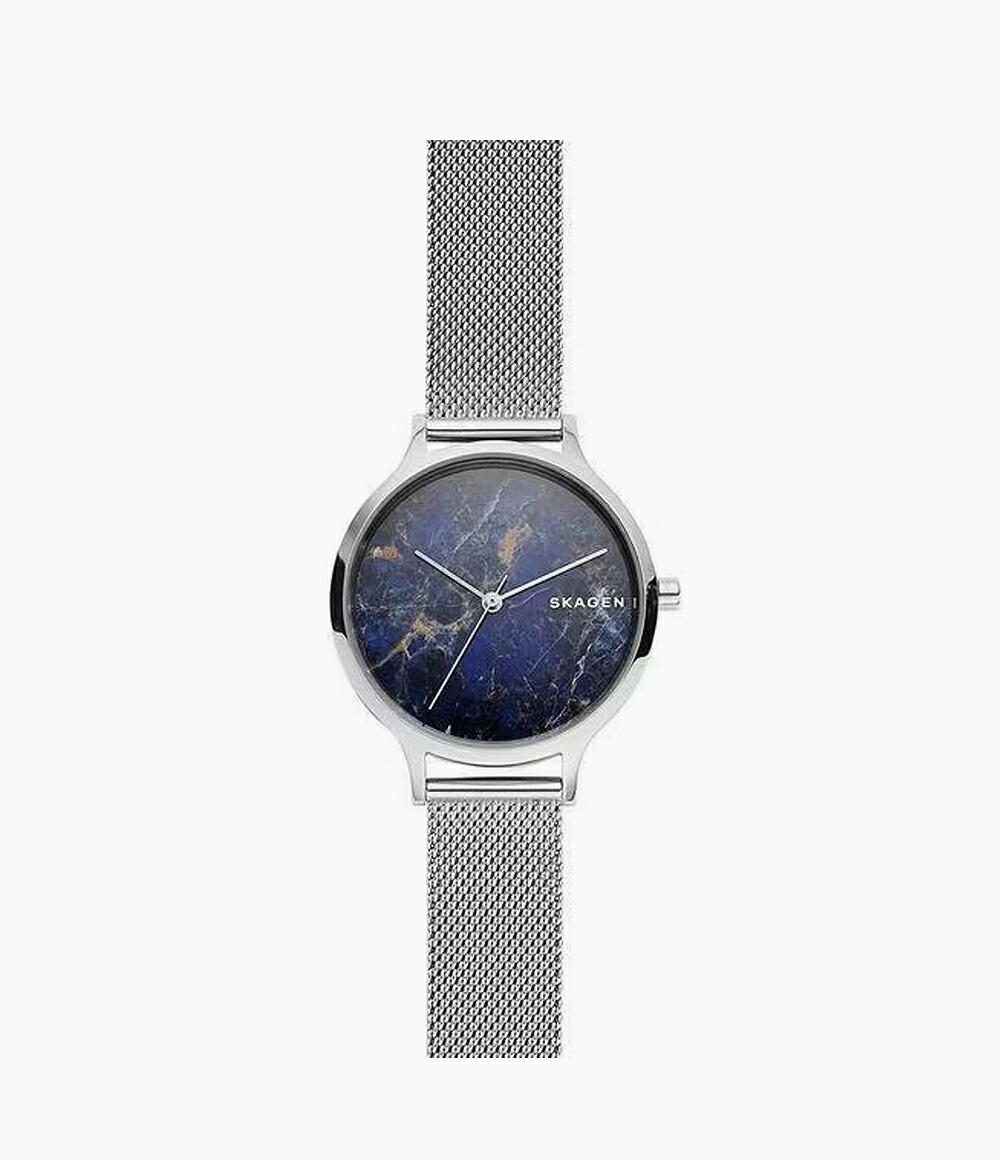 【P×5倍!】 SKAGEN スカーゲン【送料無料】【2年保証付】ANITA LILLE デンマーク スチールメッシュウォッチ 腕時計 SKW2718 ネイビー文字盤ストーンマーブル柄 シルバーメッシュ スッキリデザイン シンプル