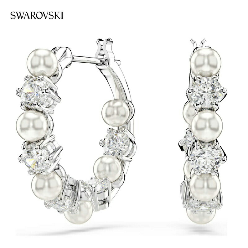 【P×5倍！】スワロフスキー SWAROVSKI Matrix フープピアス パール レディース シルバー クリスタル ジュエリー アクセサリー 5709256【送料無料】