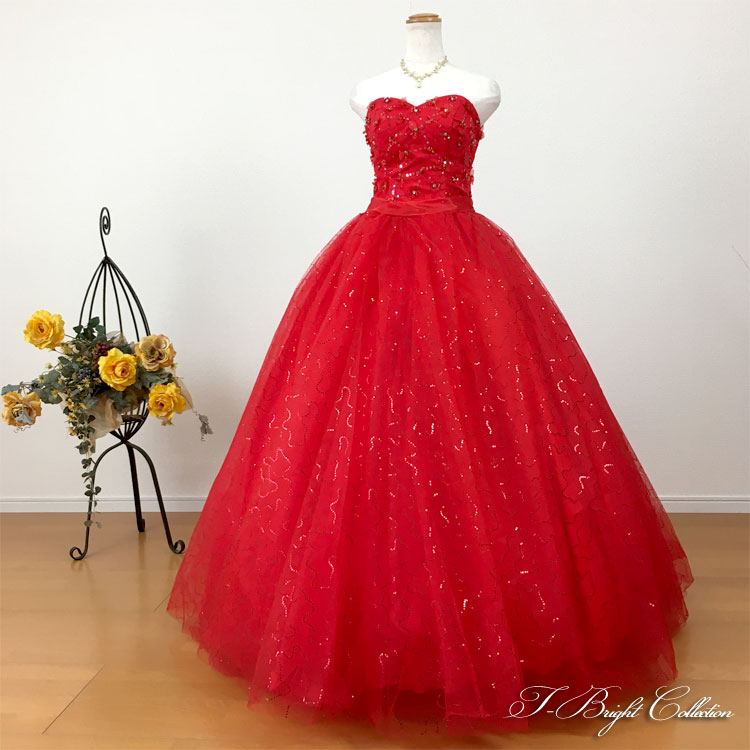 安い本物【美品】 ウェディング カラードレス 11号 赤 スーツ・フォーマル・ドレス