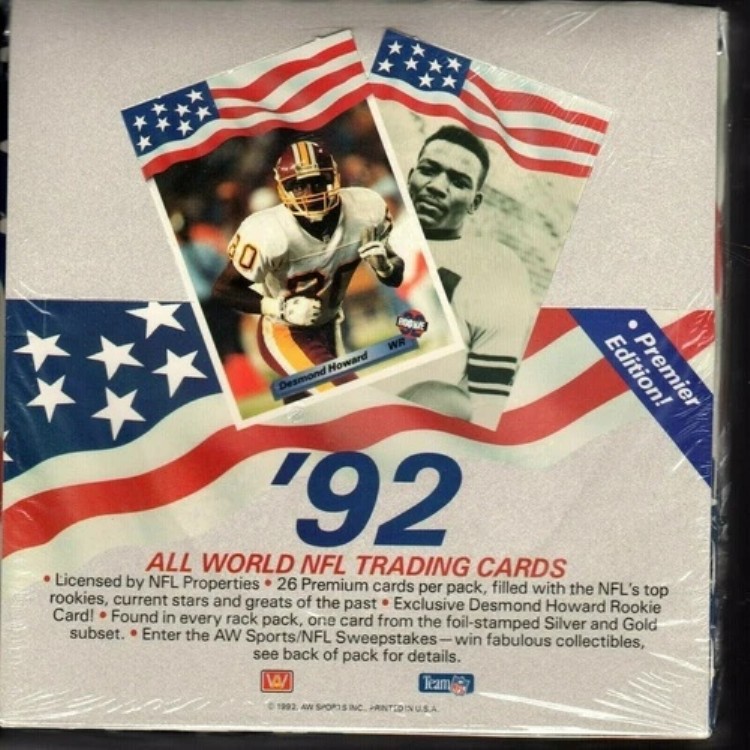 オールワールド 1992 NFL トレーディングカード 工場未開封ボックス デズモンド・ハワード ルーキー｜トレーディングカード　ラフテル