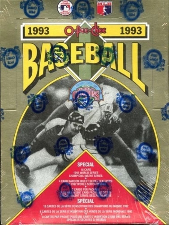 1993 OPC O-PEE-CHEE ベースボール 未開封ボックス 36パック、1パックあたりカード8枚｜トレーディングカード　ラフテル