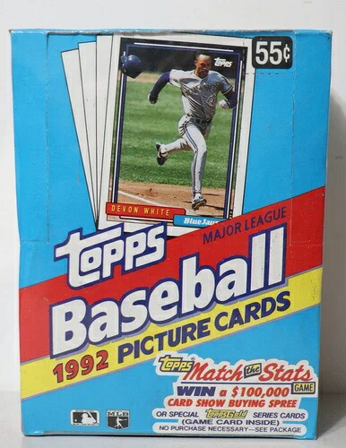 1992 Topps ベースボール 新品 工場未開封 MLB ボックス (36 パック未開封)｜トレーディングカード　ラフテル