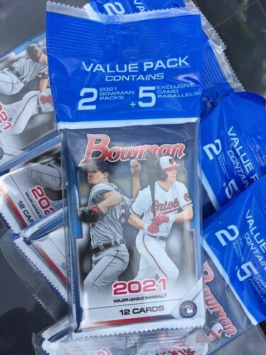 2021 MLB ボウマン ベースボール (2) ロットバリュー セルロパック + 5 カモフラージュ パラレル - 未開封｜トレーディングカード　ラフテル