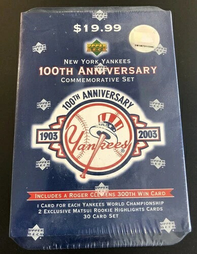 2003年 Upper Deck NY Yankees 100周年記念 30枚入り 未開封 ブリキ缶セット 新品未開封|トレーディングカード ラフテル