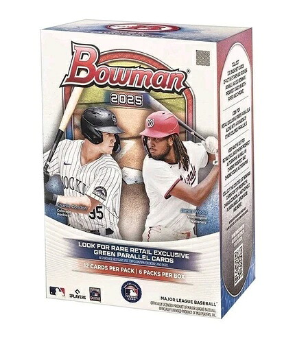 工場未開封 ブラスターボックス 2025 ボウマン MLB ベースボールカード 6パック = 72枚|トレーディングカード ラフテル