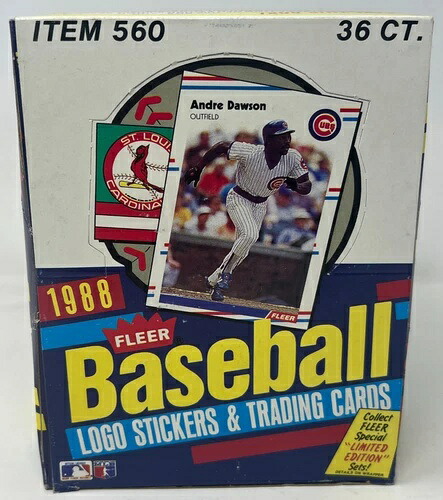 Fleer 1988 - 野球ロゴステッカー + トレーディングカード - 36個の新品未開封パック入りボックス｜トレーディングカード　ラフテル