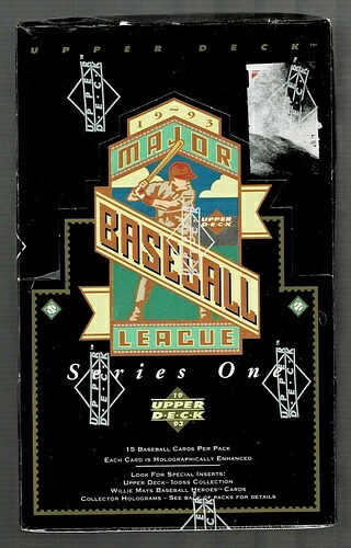 1993年 アッパーデッキ ベースボール シリーズ1 工場未開封 ホビーボックス 36パック（カード15枚付き）｜トレーディングカード　ラフテル