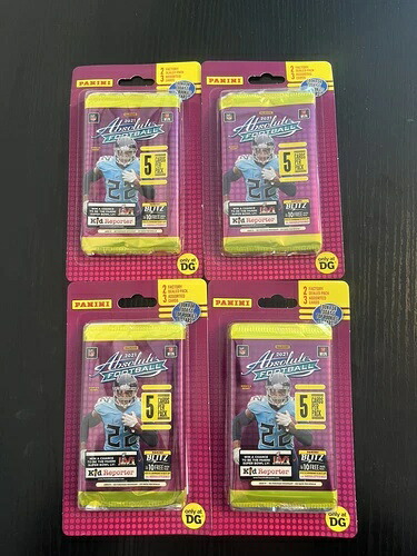 (4) 2021 Panini Absolute Football ブリスターシール 2パック / 13枚入り LOT|トレーディングカード ラフテル