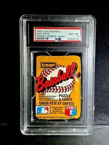 1987年リーフ野球未開封ワックスパック ロジャー・クレメンスが背面に描かれているPSA 8｜トレーディングカード　ラフテル