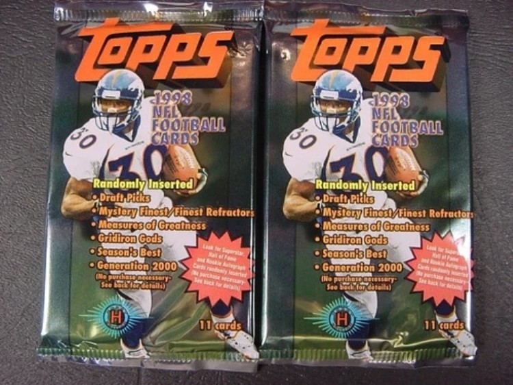 1998 TOPPS NFLフットボール ホビーパック（2個）工場未開封、スーパースターオート付属｜トレーディングカード　ラフテル