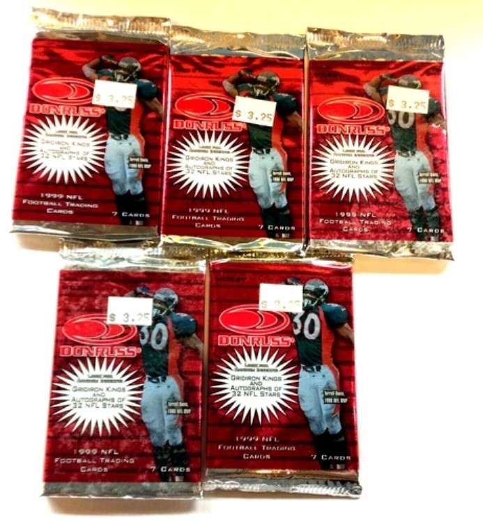 1999年 Donruss フットボール 5パック入り、工場未開封、D. マクナブ ルーキー、2年目 マニング|トレーディングカード ラフテル