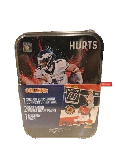 2021/2022 ジェイレン・ハーツ パニーニ NFL コレクターズ缶 新品 4パック|トレーディングカード ラフテル