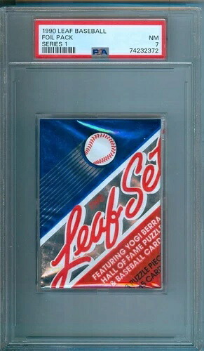 1990 リーフセット ベースボール シリーズ #1 未開封 ワックスパック PSA 7|トレーディングカード ラフテル
