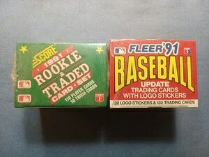 FLEER AND SCORE BASEBALL 1991 ボックス セットはまだ工場で未開封です!!!|トレーディングカード ラフテル