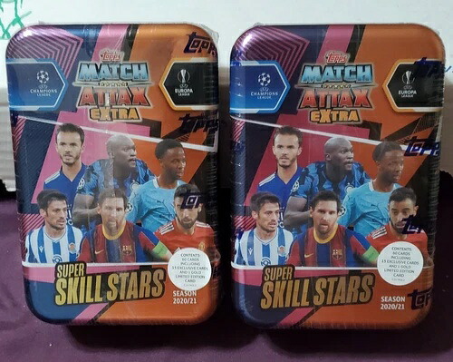 ロット（2）トップス 2020-21 UEFAサッカー マッチアタックスエクストラ スーパースキルスターズ シール缶｜トレーディングカード　ラフテル