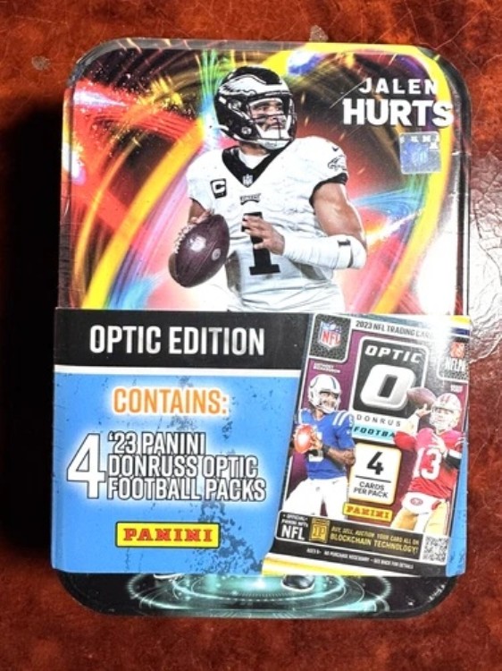 2023 OPTIC JALEN HURTS 缶＆4パック：ダウンタウン、ストラウドRC、EMJOISを探せ｜トレーディングカード　ラフテル