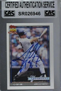 CAS認定 1991 Topps Jim Leyritz #202 シール付きオート｜トレーディングカード　ラフテル
