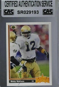 CAS認定 1991年式 Upper Deck Ricky Watters #9 シールドオート ルーキーRC｜トレーディングカード　ラフテル