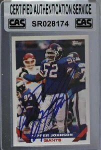 CAS認定 1993 Topps Pepper Johnson #201 シール付きオート｜トレーディングカード　ラフテル