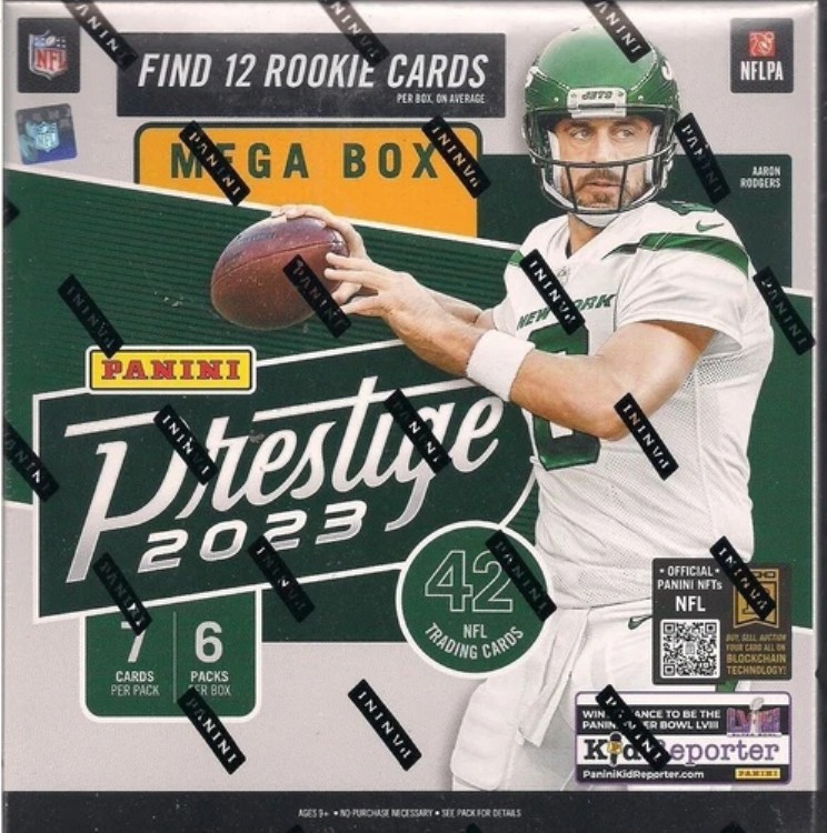 2023 パニーニ プレステージ NFL フットボール ファクトリーシール メガボックス 6パック 7カード｜トレーディングカード　ラフテル
